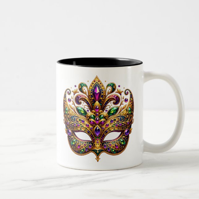 Mardi Gras Mask  Two-Tone Coffee Mug (Right)