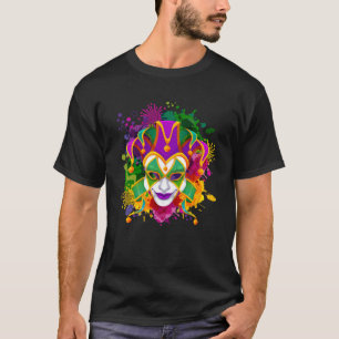 Mardi Gras Mask with Colour Splash Back drop Mard T-Shirt