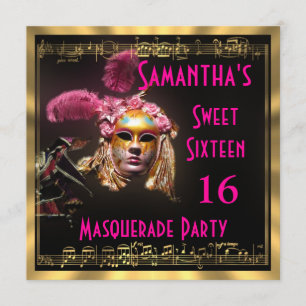 Mardi Gras masked ball sixteen party Invitation