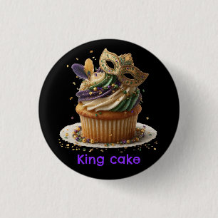 Mardi Gras Masked Cupcake Celebration 3 Cm Round Badge