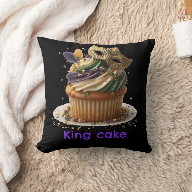 Mardi Gras Masked Cupcake Celebration Cushion (Blanket)