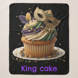 Mardi Gras Masked Cupcake Celebration Sherpa Blanket