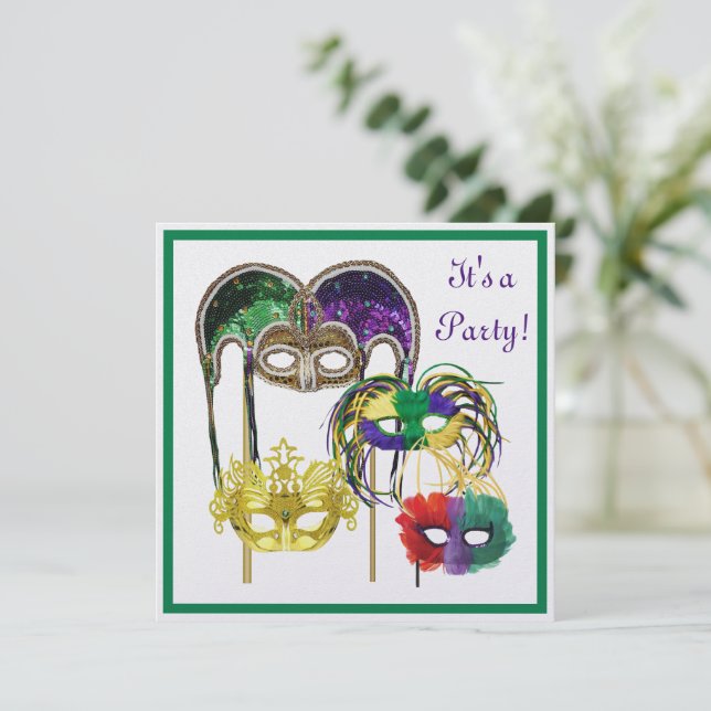 Mardi Gras Masks 1 Invitation (Standing Front)