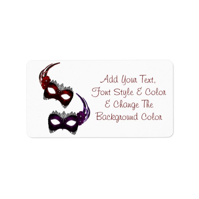 Mardi Gras Masks All Colour Address Labels (Front)