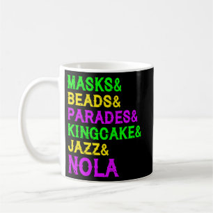 Mardi Gras Masks Beads Jazz Parade King Cake Carni Coffee Mug