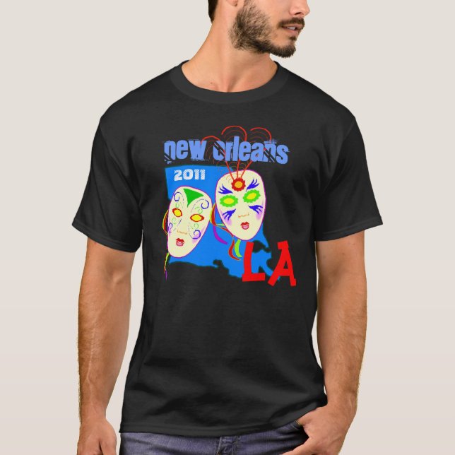 Mardi Gras Masks party Louisiana LA New Orleans T-Shirt (Front)