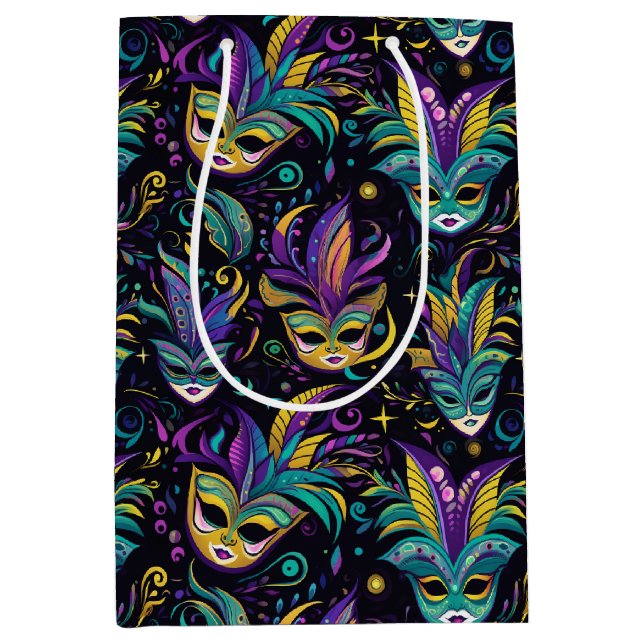 Mardi Gras Masks pattern Medium Gift Bag (Front)