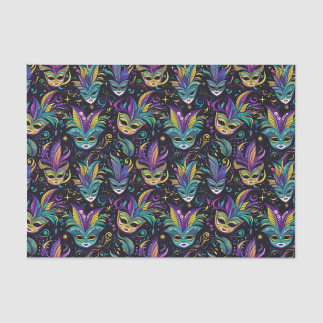 Mardi Gras Masks pattern Tissue Paper (Front)