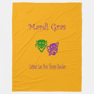 Mardi Gras Masks Rouler Fleece Blanket