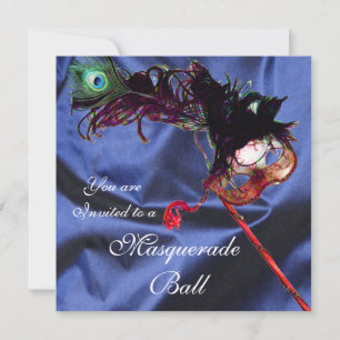 MARDI GRAS MASQUERADE BALL blue Invitation