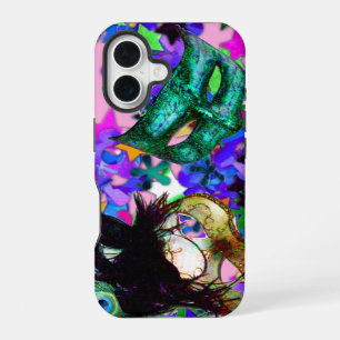 MARDI GRAS MASQUERADE BALL MASK confetti iPhone 16 Case