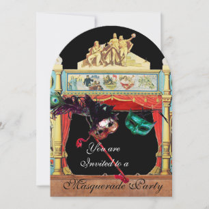 MARDI GRAS MASQUERADE BALL MASKS THEATRE STAGE INVITATION