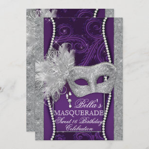 Mardi Gras Masquerade Birthday Party Invitation