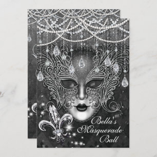 Mardi Gras Masquerade Birthday Party Invitations