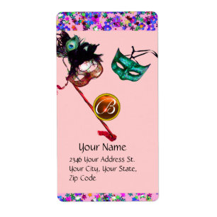 MARDI GRAS MASQUERADE Confetti gem monogram purple