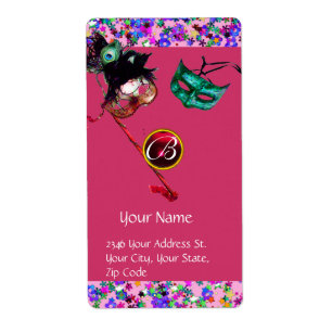 MARDI GRAS MASQUERADE Confetti gem red burgundy