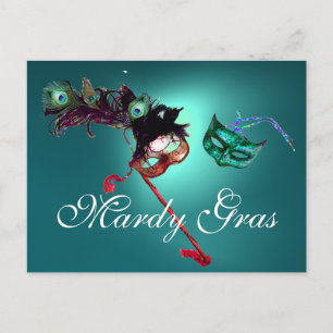 MARDI GRAS MASQUERADE gem blue Postcard