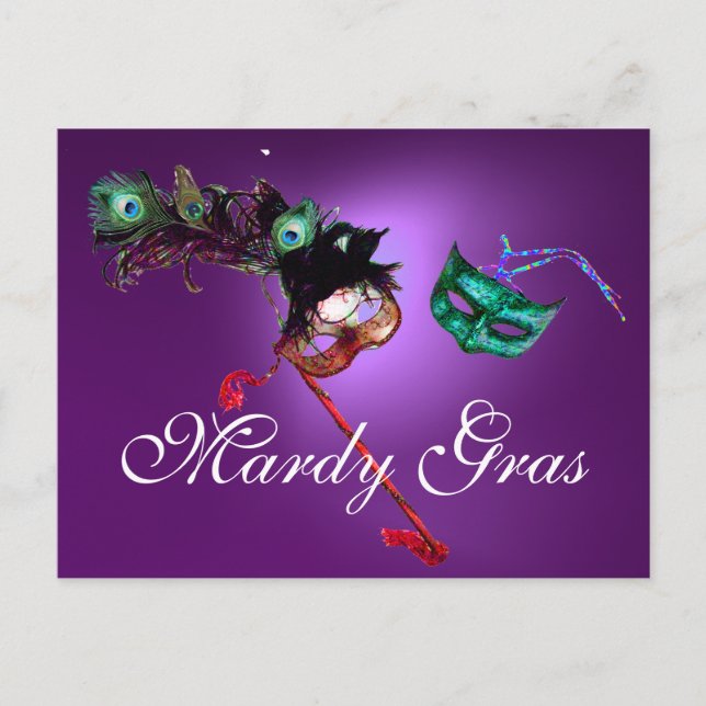 MARDI GRAS MASQUERADE gem purple Postcard (Front)