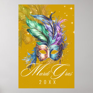 Mardi Gras Masquerade Mask   Gold Poster