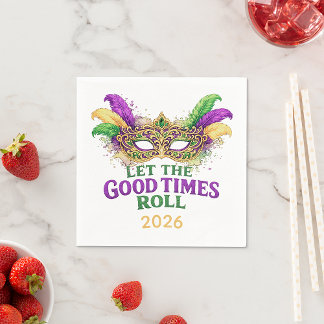 Mardi Gras Masquerade Mask Let The Good Times Roll Napkin