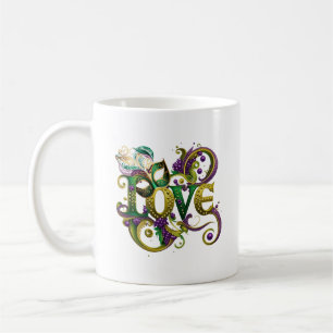 Mardi Gras Masquerade Mask Word LOVE Celebration  Coffee Mug