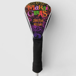 Mardi Gras Masquerade Masks Colourful Typography Golf Head Cover