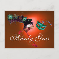 MARDI GRAS MASQUERADE MASKS gem orange