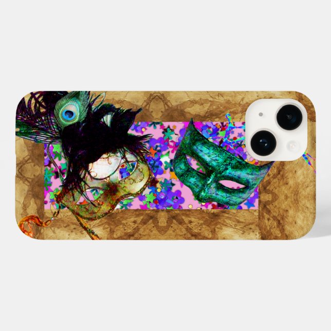 MARDI GRAS MASQUERADE parchment confetti Case-Mate iPhone Case (Back (Horizontal))