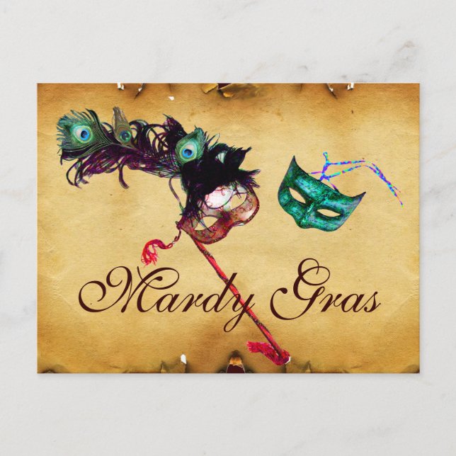 MARDI GRAS MASQUERADE parchment Postcard (Front)