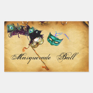 MARDI GRAS MASQUERADE parchment Rectangular Sticker