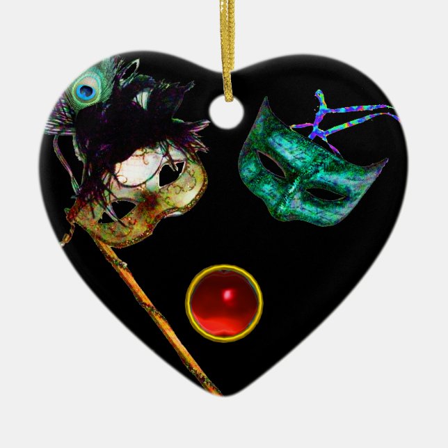 MARDI GRAS MASQUERADE PARTY, Gem Stones Ceramic Tree Decoration (Front)