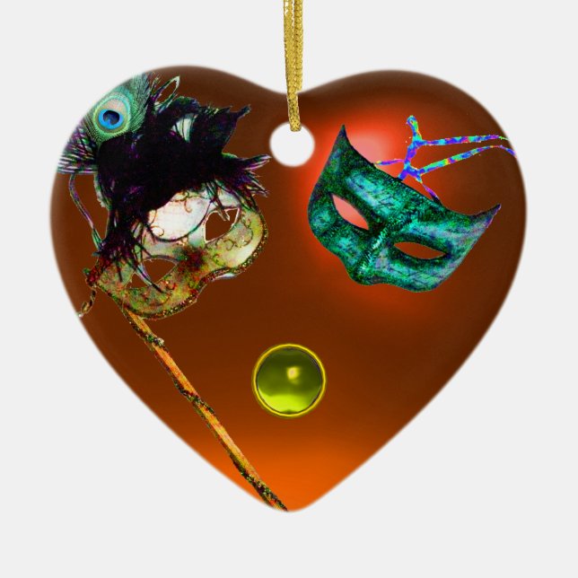 MARDI GRAS MASQUERADE PARTY, Gem Stones Ceramic Tree Decoration (Front)