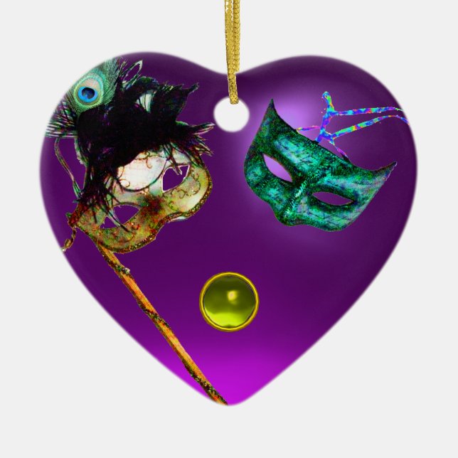 MARDI GRAS MASQUERADE PARTY, Gem Stones Ceramic Tree Decoration (Front)