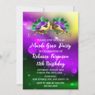 Mardi Gras Masquerade Party Invitation