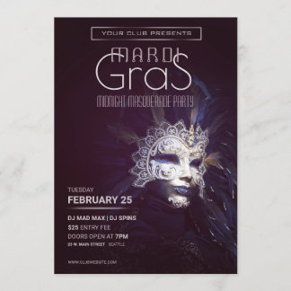 Mardi Gras Masquerade Party Invitation