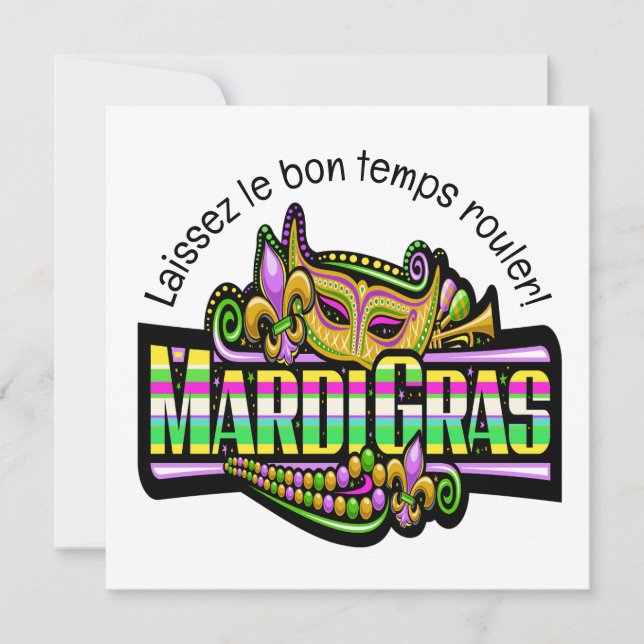 Mardi Gras Masquerade Party Invitation (Front)