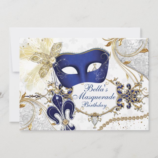 Mardi Gras Masquerade Party Invitations (Front)