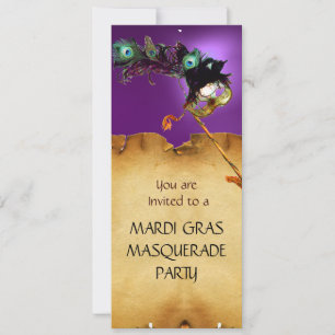 MARDI GRAS MASQUERADE PARTY,  purple Invitation