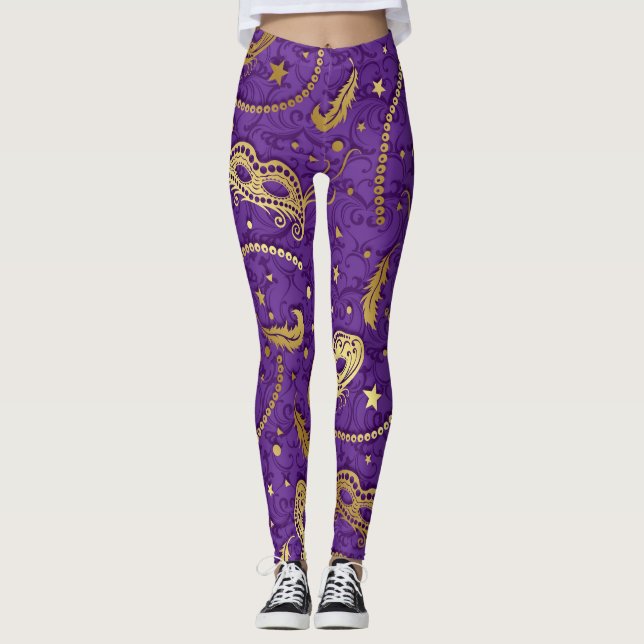 Mardi Gras Masquerade Pop Fashion Leggings (Front)