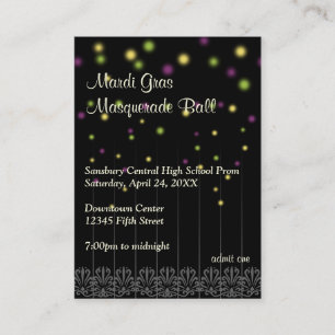 Mardi Gras masquerade prom bid admission ticket