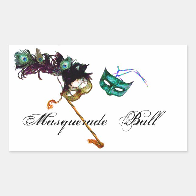 MARDI GRAS MASQUERADE RECTANGULAR STICKER (Front)
