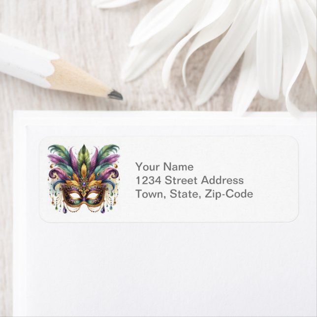 Mardi Gras Masquerade Return Address Label (Insitu)