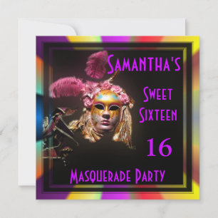 Mardi Gras masquerade sixteen party Invitation