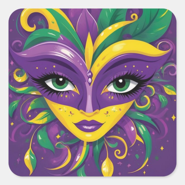 Mardi Gras Masquerade  Square Sticker (Front)
