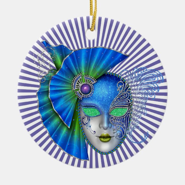 Mardi Gras - Masquerade - SRF Ceramic Tree Decoration (Front)