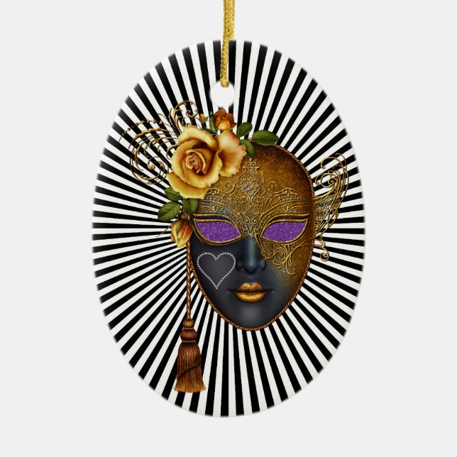 Mardi Gras - Masquerade - SRF Ceramic Tree Decoration (Front)