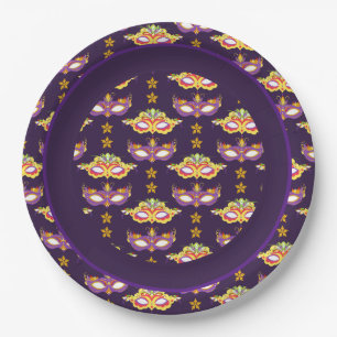 Mardi Gras Masquerade Theme Paper Plate