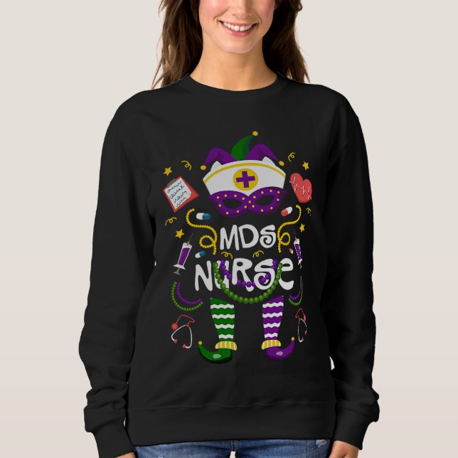 Mardi Gras MDS Nurse Women Costume Mardi Gras Nurs Sweatshirt (Front)