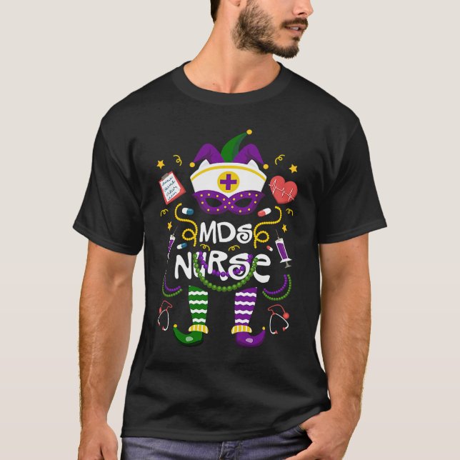 Mardi Gras MDS Nurse Women Costume Mardi Gras Nurs T-Shirt (Front)