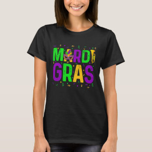 Mardi Gras Men Womens Cute Mask Mardi Gras Beads T-Shirt